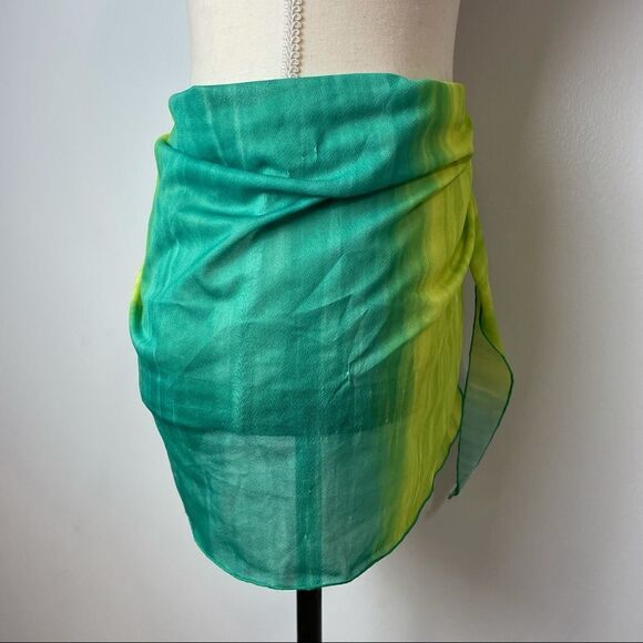 Green Tie Dye Swimsuit Cover Up Tie Up Skirt one size - Picture 2 of 7